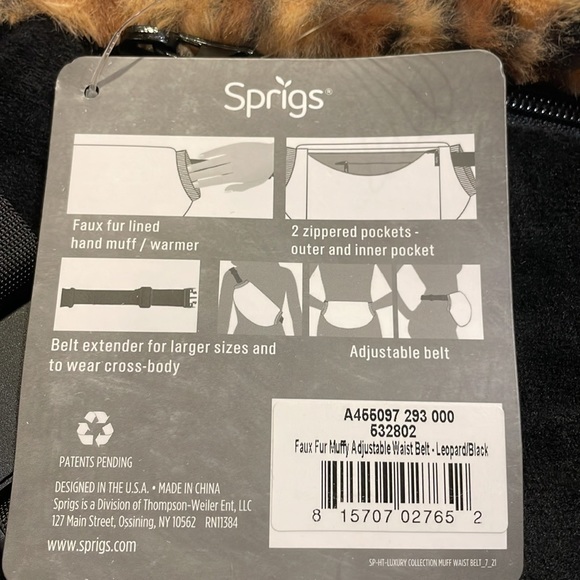 Sprigs faux fur & Sherpa muff adjustable waist belt - Picture 6 of 6